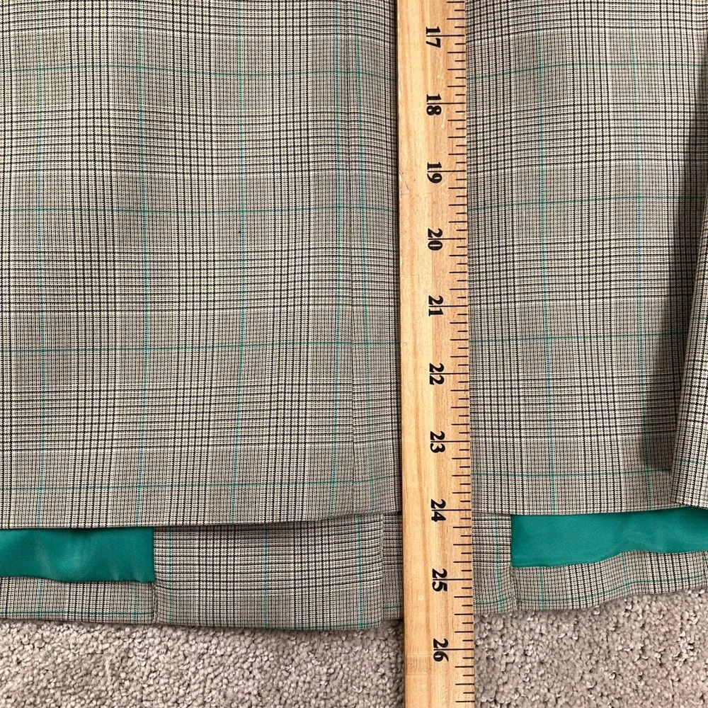 Evan Picone Skirt Suit Womens 16 Beige Turquoise Glen Plaid 2 pc Business Office